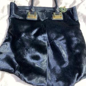 Charles Jourdan Faux Fur Top Handle Handbag